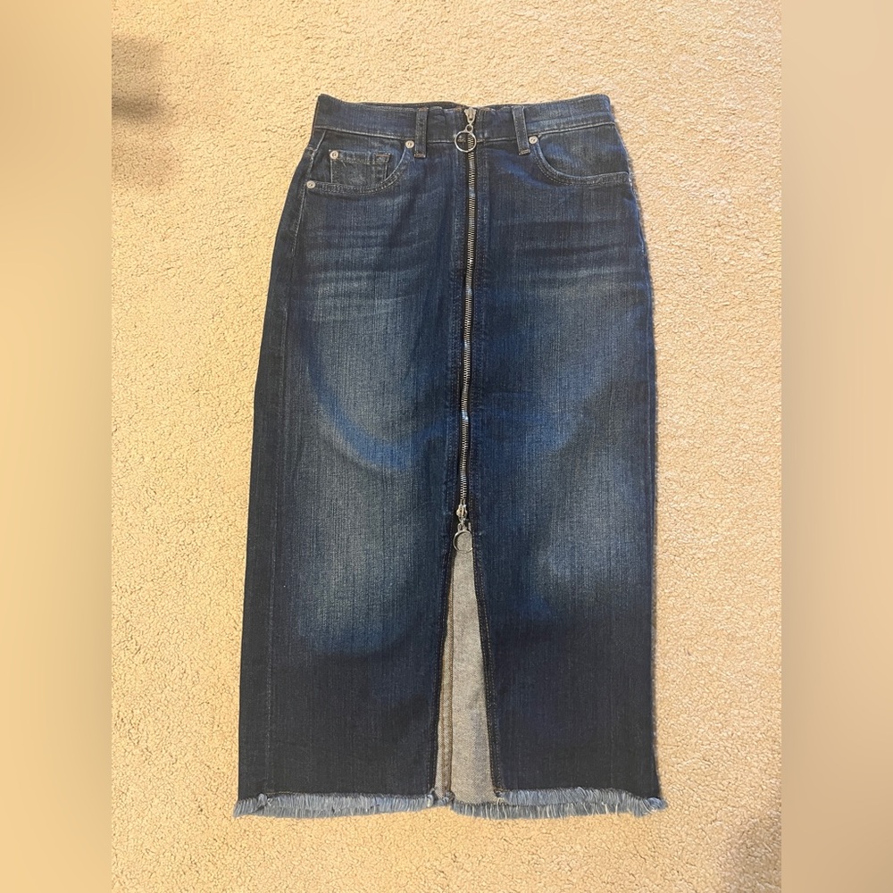 7 For All Mankind Dark Blue Denim Skirt